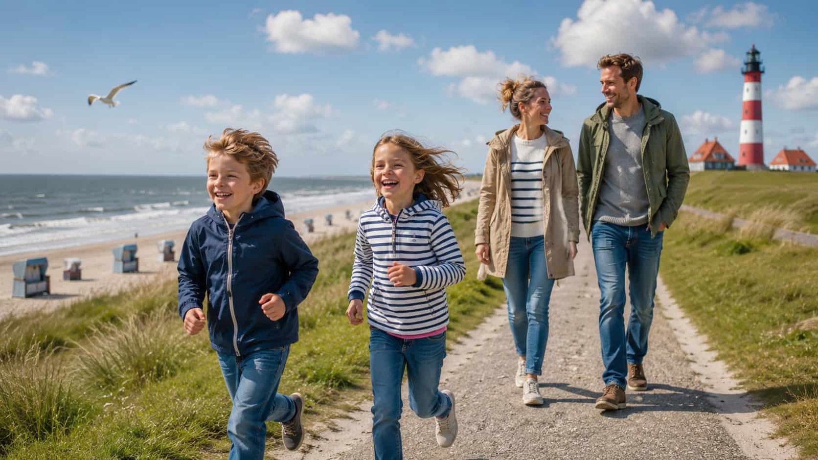 Familie genießt eine ruhige Ferienpause am Wasser