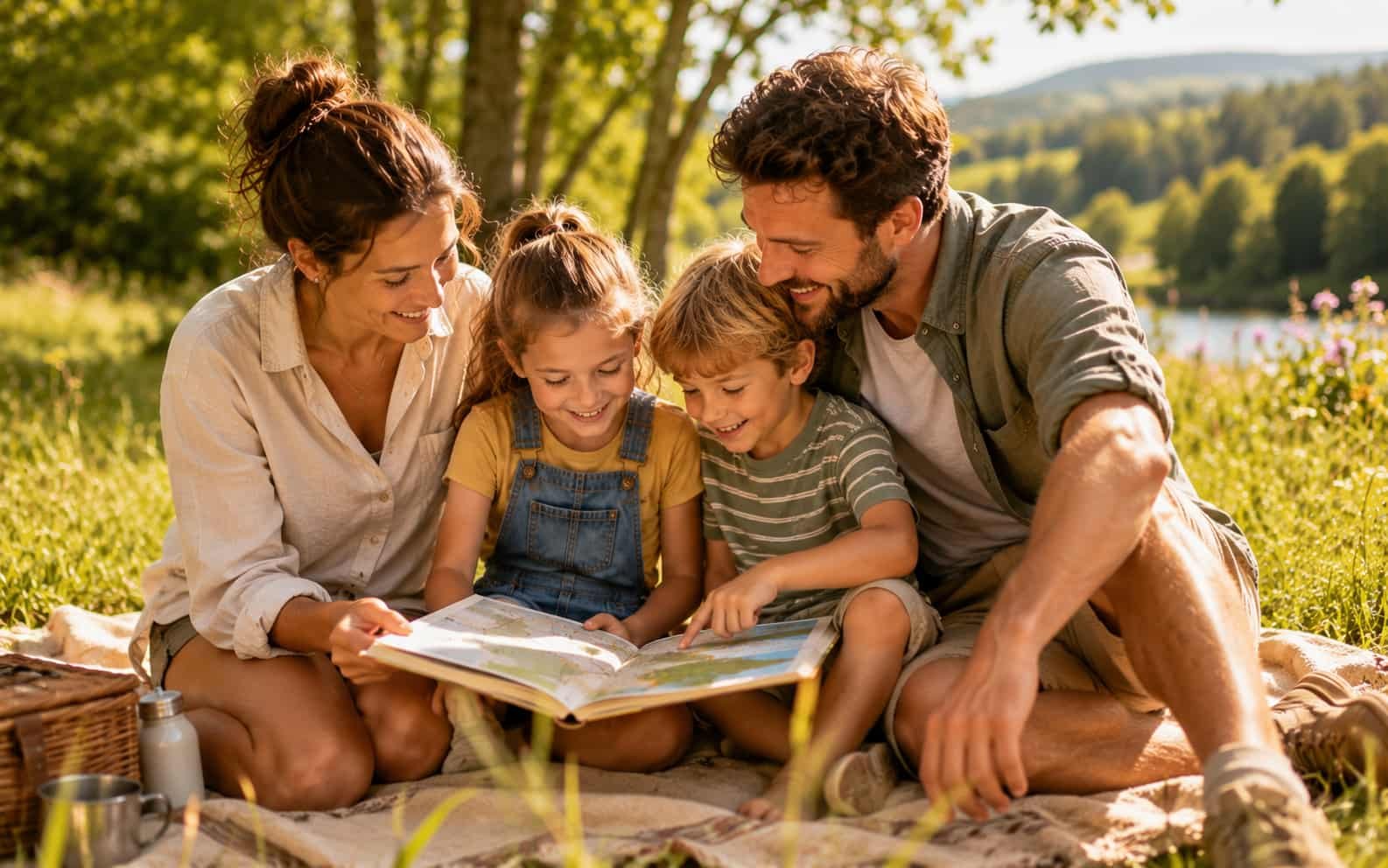 Ferifuchs mit seiner Familie in einer warmen Familienszene