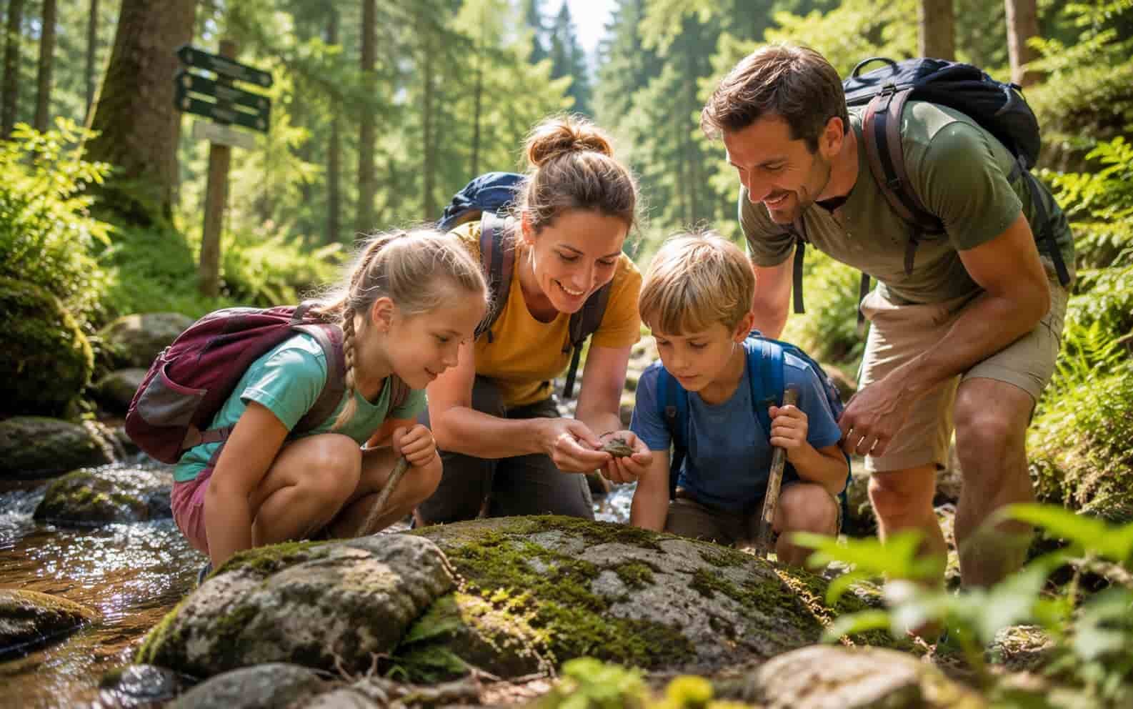 Familie beim Naturerlebnis im Bayerischen Wald