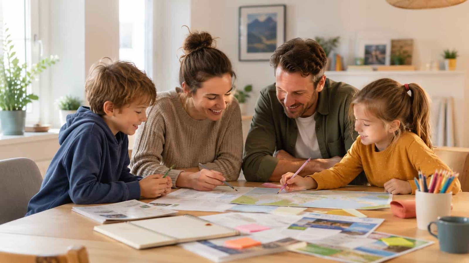 Familie prüft Unterstützung für Ferienangebote und Familienurlaub