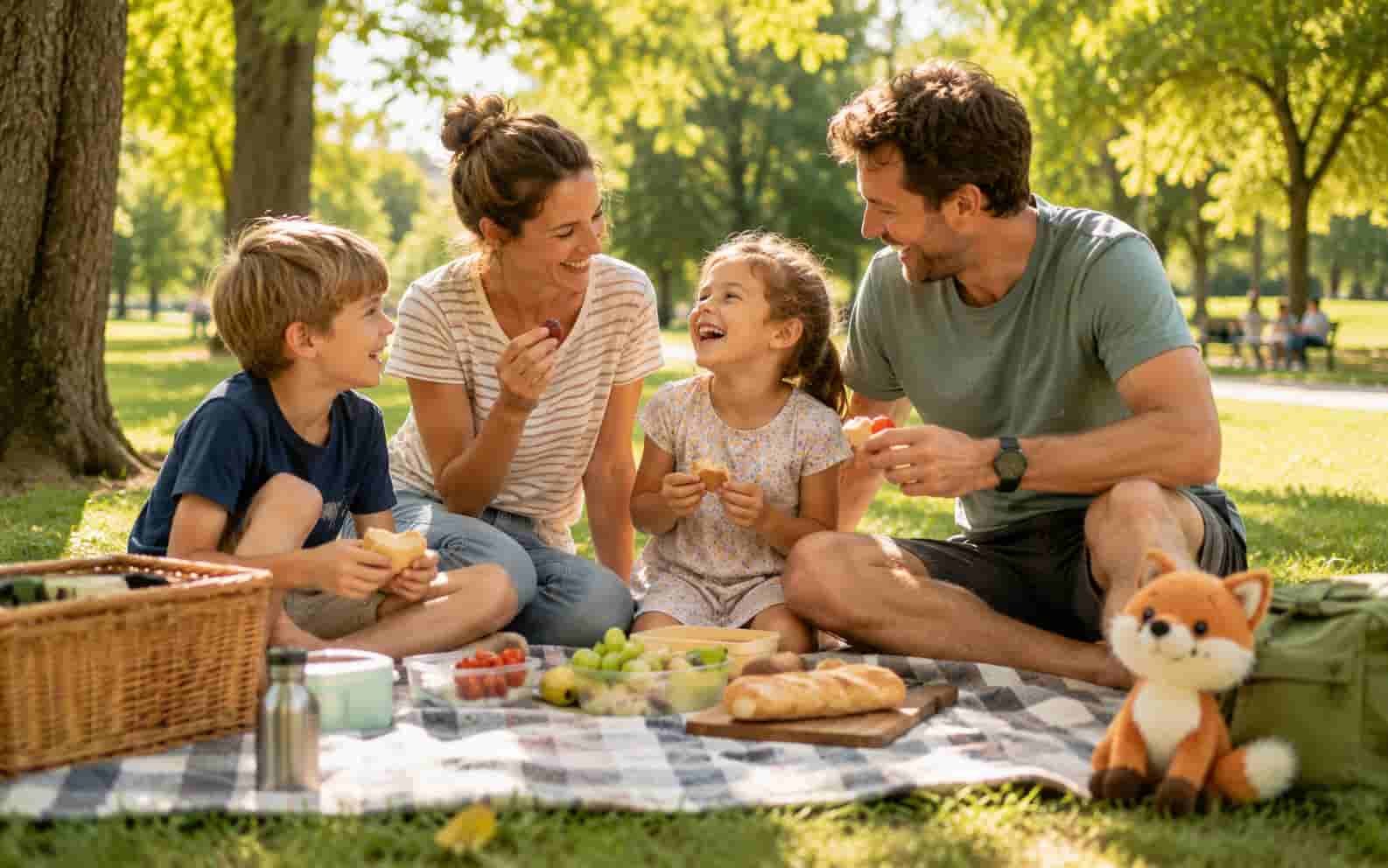 Familie macht ein kostenloses Picknick im Park