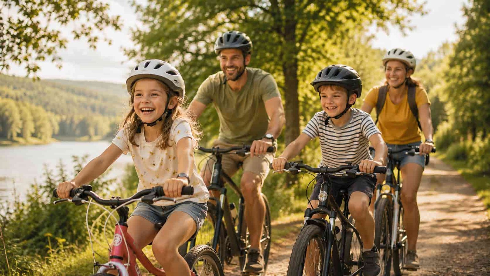 Kinder und Eltern erleben eine lockere Freizeitaktivität draußen oder zuhause