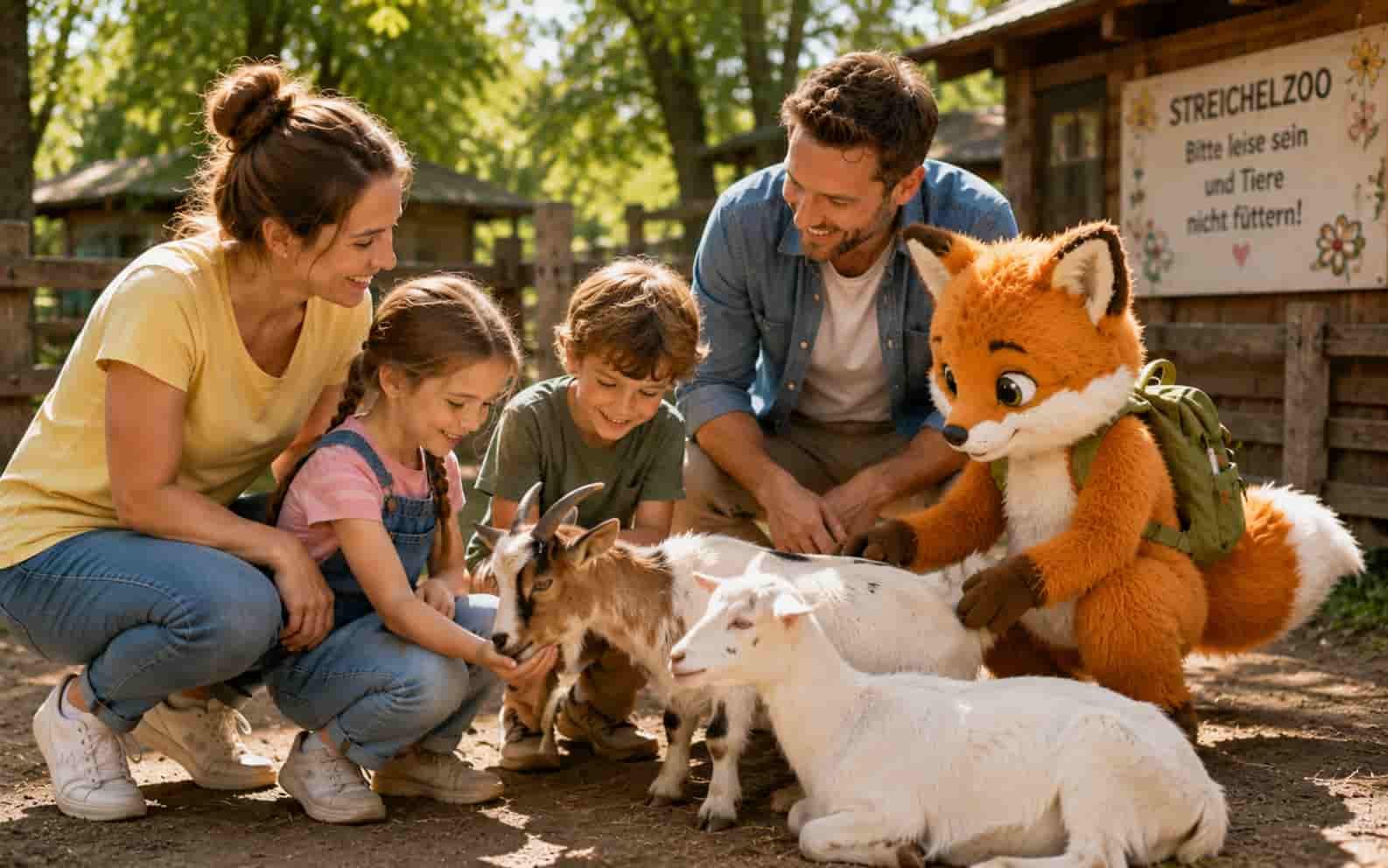 Familie mit Ferifuchs als Ersatzbild für einen Bodensee-Badeausflug nach Meersburg